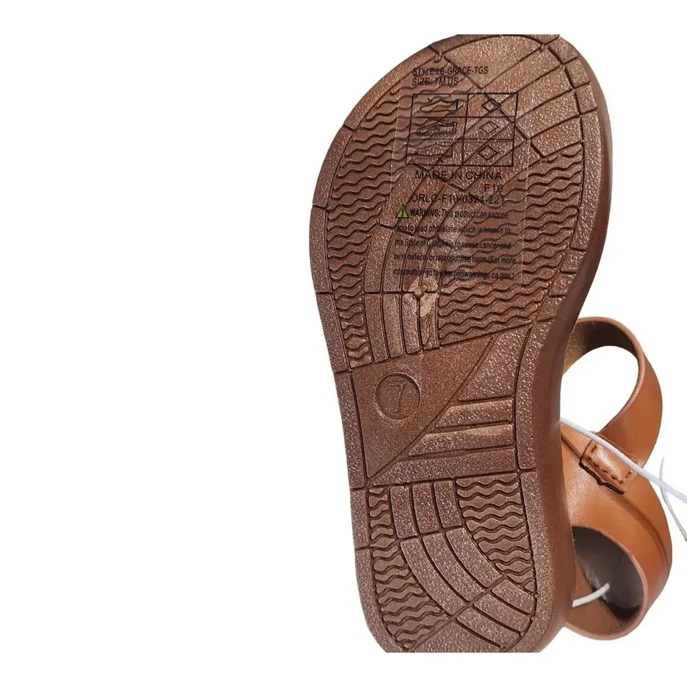 Lucky Brand Kids Grace YGS Strappy Sandals Cognac Brown Size 7 Youth NIB